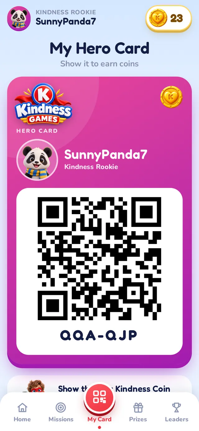 Hero card with QR code